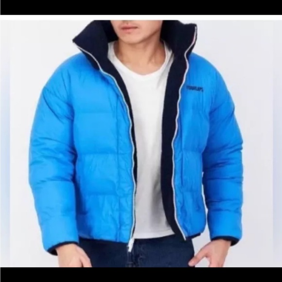 FourLaps Polar Quilted Sherpa Reversible Jacket Large Cornflower/Navy NWT $198 - Picture 1 of 5